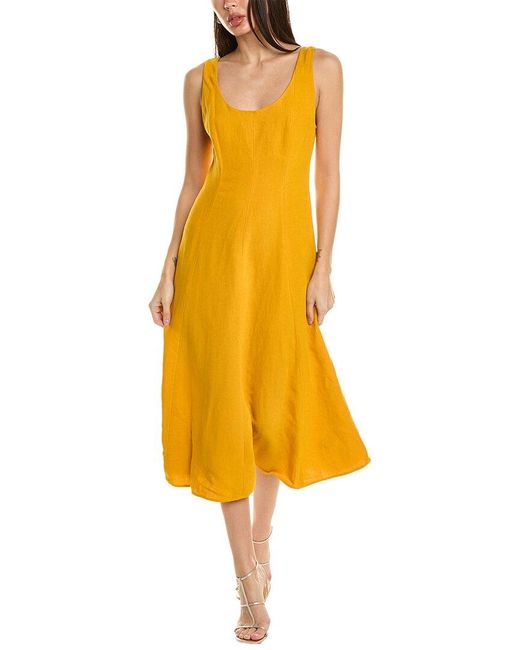 Vince Yellow Panelled Scoop Neck Dress