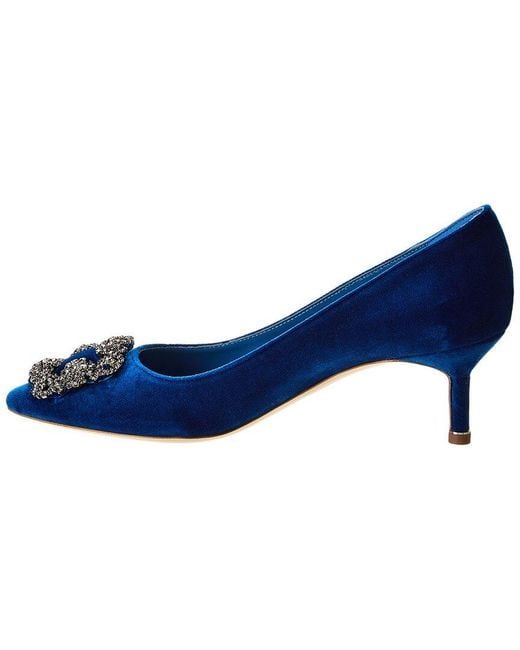 Manolo Blahnik Blue Hangisi 50 Velvet Pump