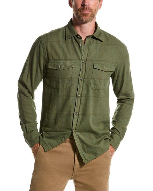 7 For All Mankind Green Over-dye Check Wool-blend Shirt for men