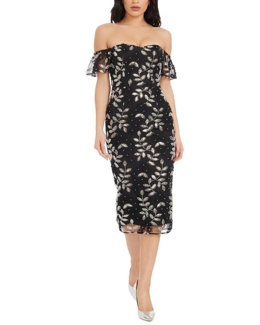 dress the population black Medium Dress The Population New Black Dress Tiffany Asymmetrical Bow –  Conshy Consignment