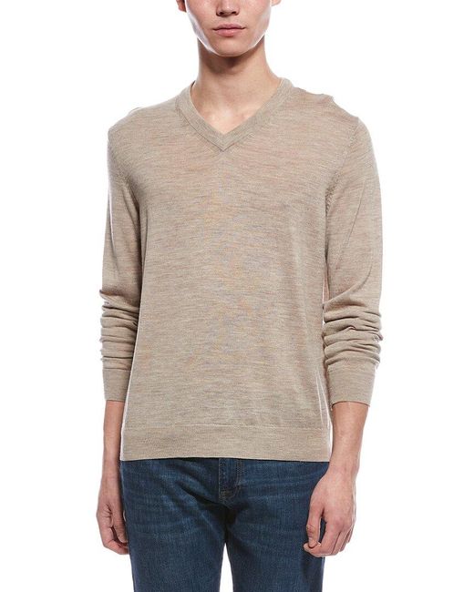 Bruno Magli Natural Wool V-Neck Sweater for men