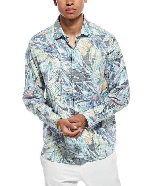 Tommy Bahama Blue Barbados Breeze Lux Vines Linen-Blend Shirt for men