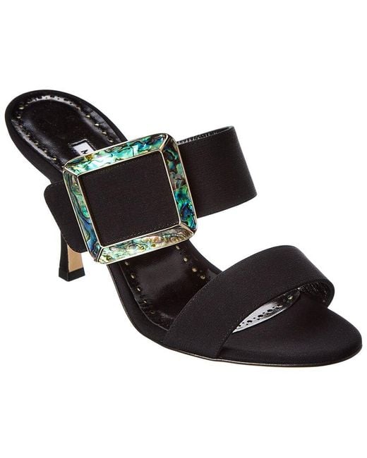 Manolo Blahnik Black Gable 90 Silk Sandal