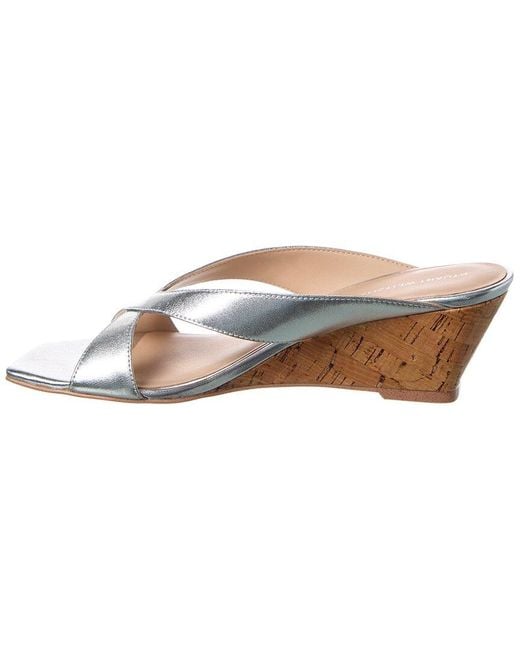 Stuart Weitzman White Miami 50 Leather Wedge Sandal