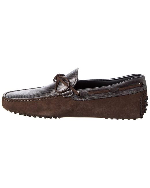 Tod's Brown X Ferrari New Gommini Suede & Leather Loafer for men