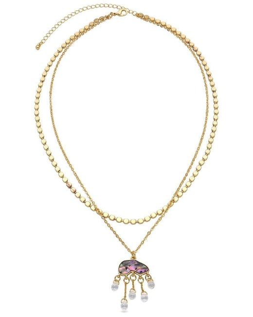 Eye Candy LA Metallic Cz Olivia 2 Tier Dainty Drop Necklace