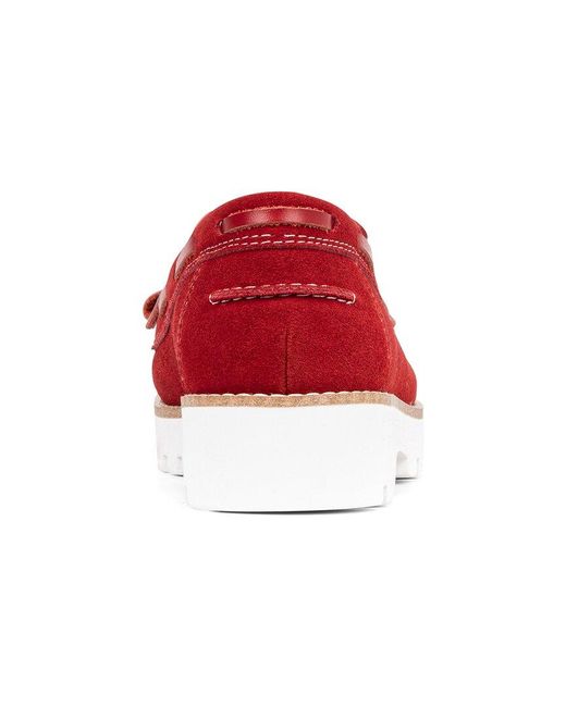 Donald J Pliner Red Harlie02 Suede Lug Bottom Boat Shoe