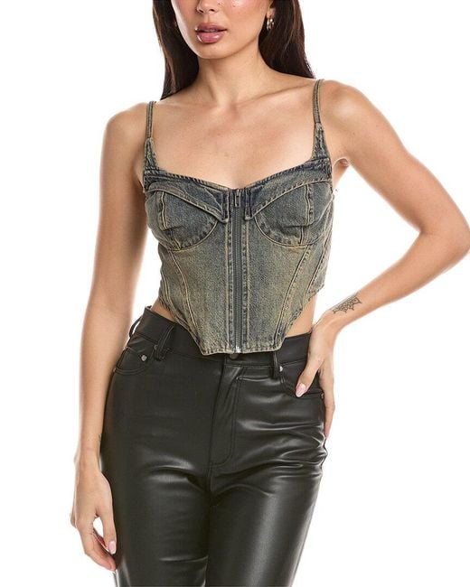 AFRM Black Iris Zip Front Corset Top
