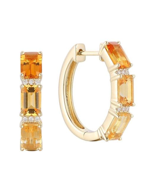 Gregg Ruth Metallic 14K 3.09 Ct. Tw. Diamond & Citrine Huggie Earring