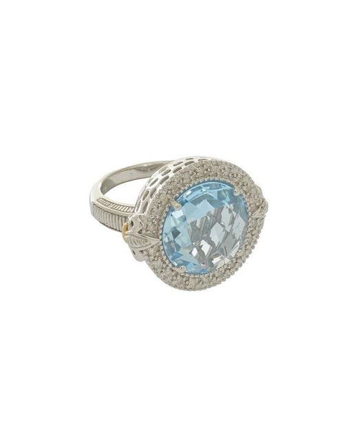 Phillip Gavriel 18k & Silver 11.22 Ct. Tw. Diamond & Blue Topaz Cocktail Ring