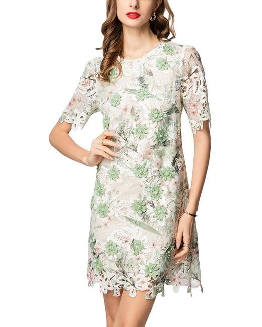 BURRYCO White Embellished Short Sleeve Mini Dress