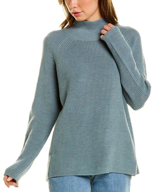 Eileen Fisher Blue Turtleneck Wool Top