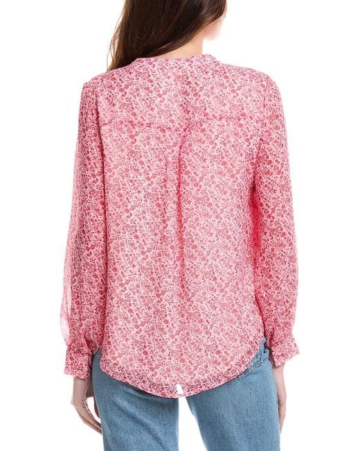 Fate Red Ditsy Floral Print Ruffle Placket Blouse