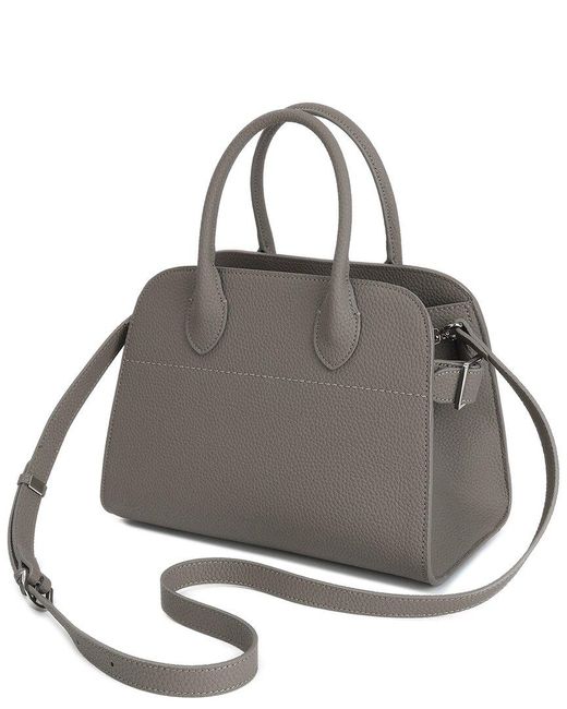 Tiffany & Fred Paris Gray Smooth Leather Satchel