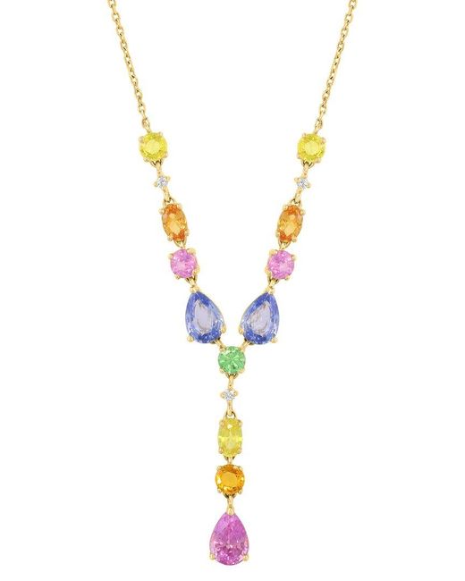Effy Fine Jewelry Metallic 14k 5.63 Ct. Tw. Diamond & Multi Sapphire, Tsavorite Necklace