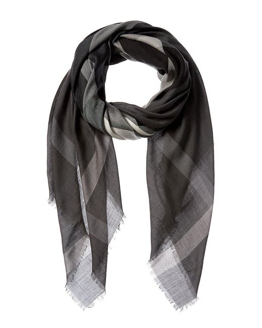 Burberry Black Lightweight Check Silk & Wool-blend Square Scarf for men