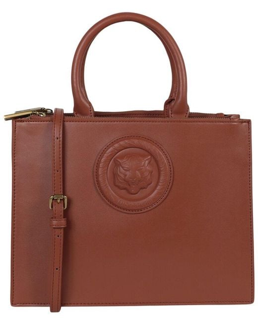 Just Cavalli Brown Monochromatic Logo Shoulder Bag