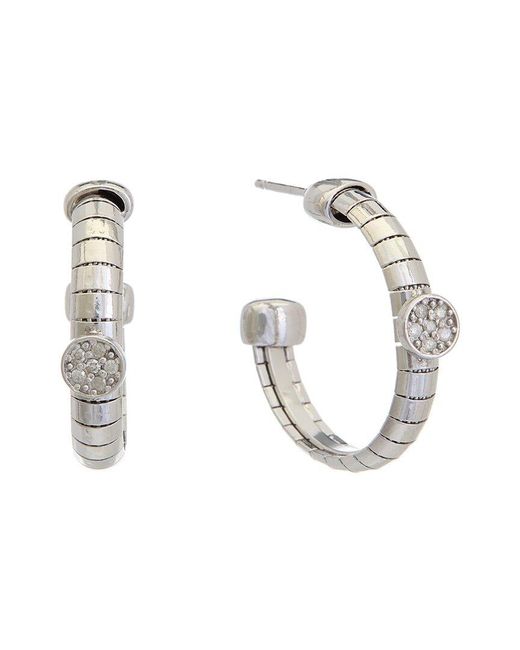 Meshmerise Metallic 18k Over Silver 0.12 Ct. Tw. Diamond Earrings
