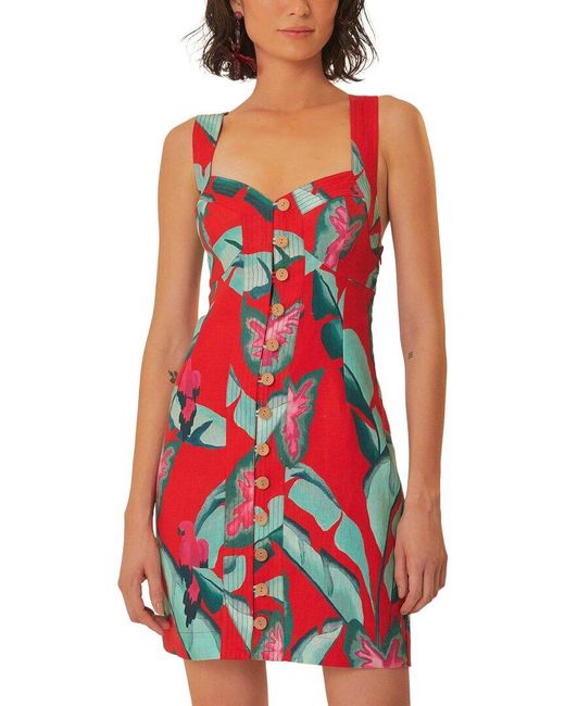 Farm Rio Red Linen Mini Dress