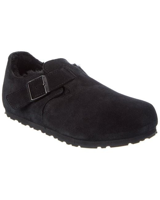 Birkenstock Black London Narrow Suede & Shearling Clog