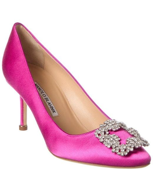 Manolo Blahnik Pink Hangisi 70 Satin Pump