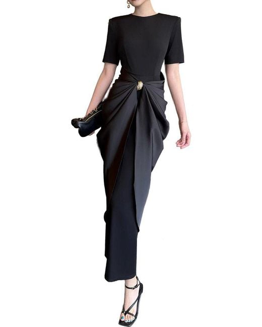 BURRYCO Black Short Sleeve Maxi Dress