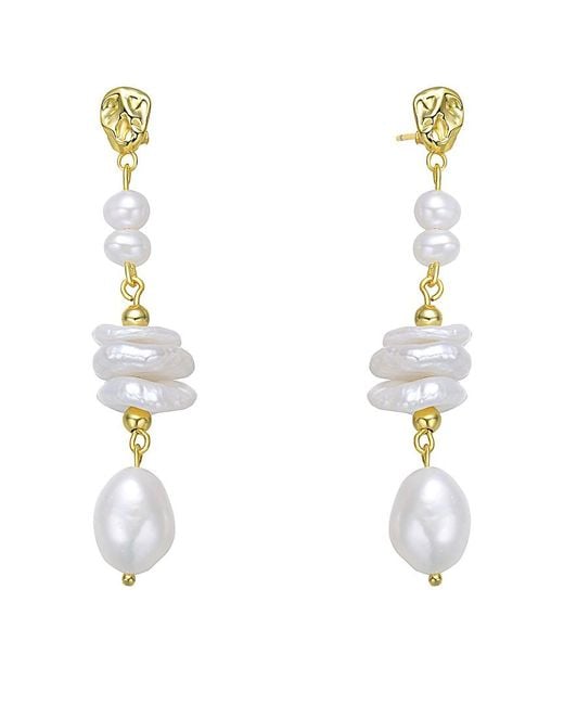 Rachel Glauber White 18k Over Silver 4-12mm Freshwater Pearl Earrings