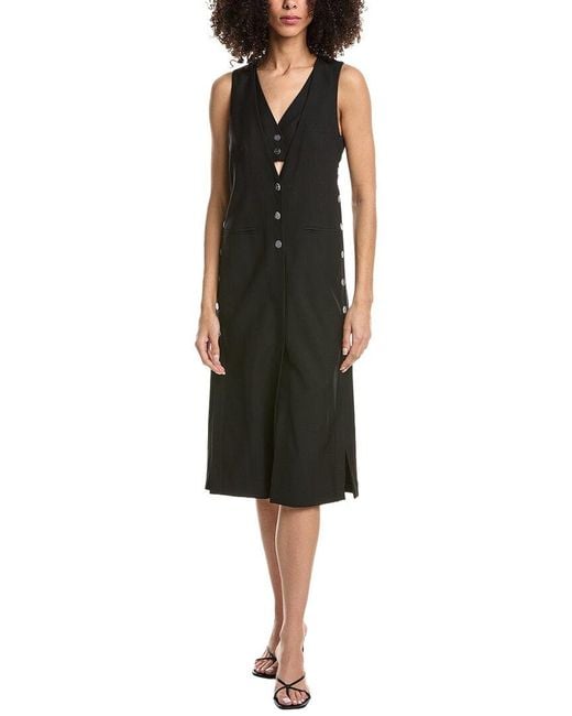 3.1 Phillip Lim Black Tailored Vest Wool-blend Midi Dress