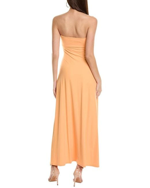 Susana Monaco Orange Twist Front Strapless Maxi Dress