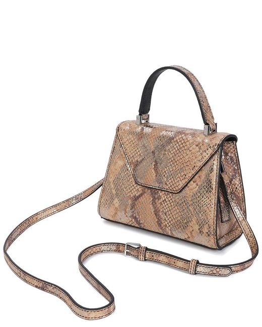 Tiffany & Fred Paris Brown Snake-Embossed Leather Top Handle Bag