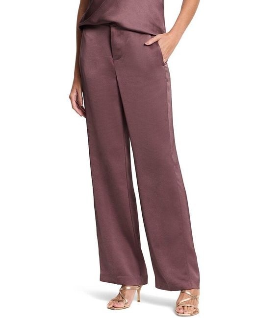 NIC+ZOE Women's Red Eliot Wide Leg Luxe Satin Pant