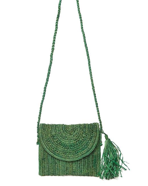 Mar Y Sol Green Naomi Raffia Shoulder Bag