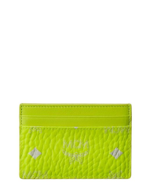 MCM Green Neon Coated Canvas Wallet