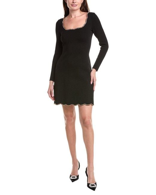 Sandro Black Crystal Trim Mini Dress