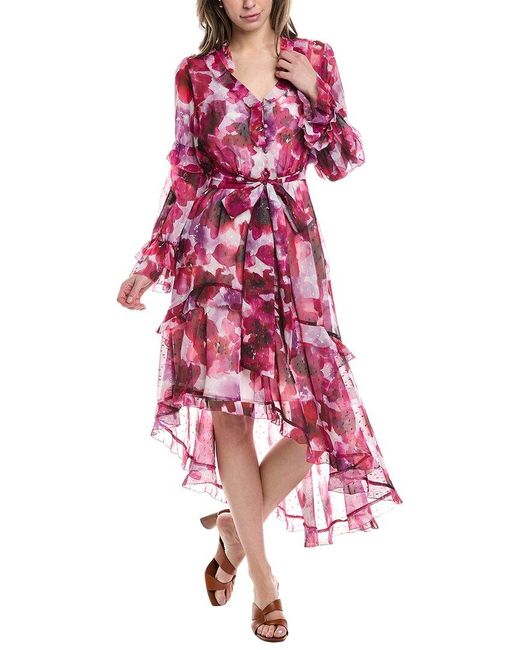 Marchesa Pink Oleander Maxi Dress