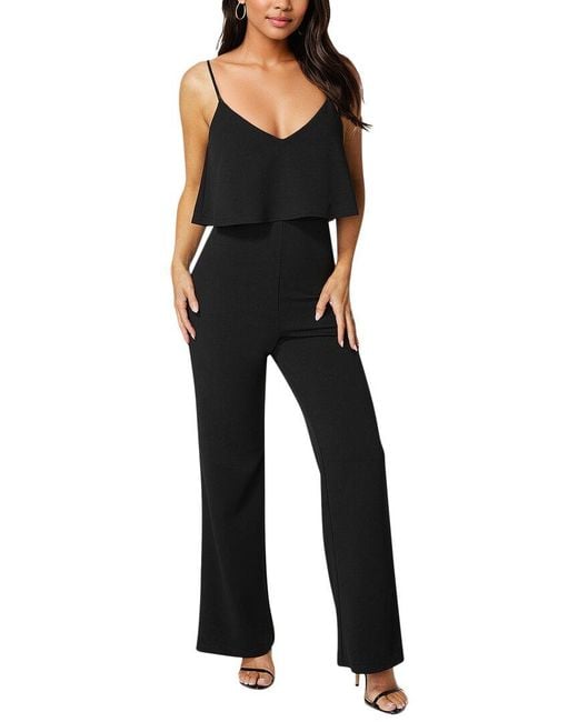 Bebe Black Ruffle Wide Leg Jumpsuit
