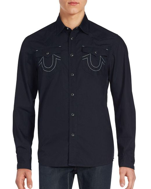 True Religion Cotton Solid Button-up 