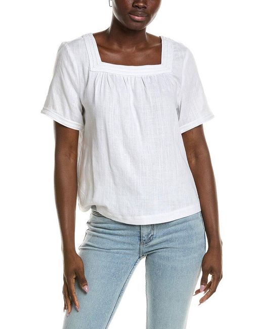Vince Camuto White Linen-Blend Blouse