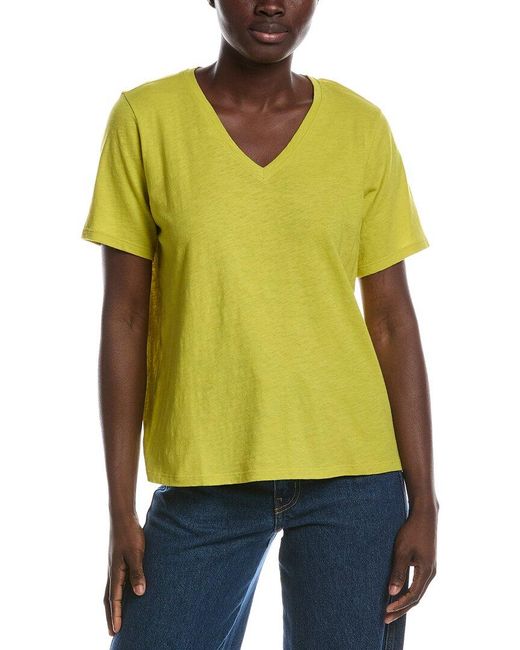Eileen Fisher Yellow V-Neck T-Shirt