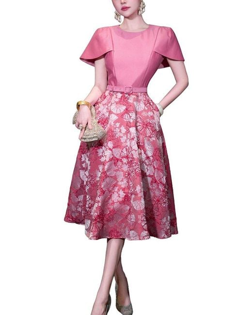 BRC By BURRYCO Pink Short Sleeve Printed Midi Dress