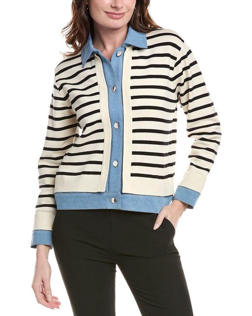 Nanette Lepore White Denim Trim Shirt