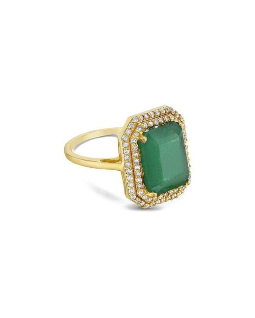 Forever Creations USA Inc. Green Forever Creations 14K.20 Ct. Tw. Diamond & Emerald Halo Ring
