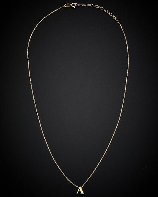 Italian Gold Black 14k Initial Necklace (a-z)