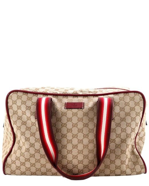 Gucci Multicolor Brown GG Canvas Web Carry On Duffle Bag Large (authentic Pre-loved)