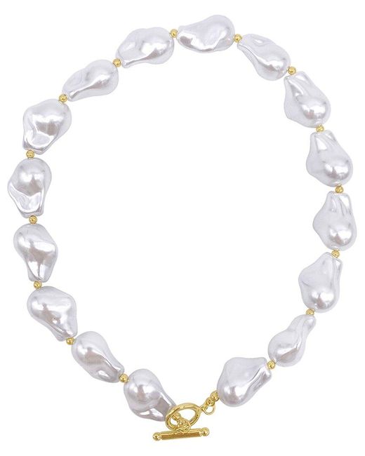 Adornia Metallic 14k Plated 20mm Pearl Oversized Necklace