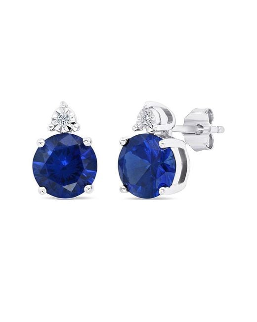 MaxColor Blue 3.20 Ct. Tw. Lab-Grown Sapphire Stud Earrings