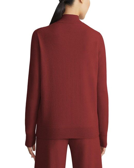 Lafayette 148 New York Red Zip Front Wool & Cashmere-Blend Cardigan