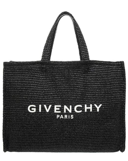 Givenchy Black G Medium Raffia Tote