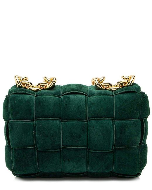 Bottega Veneta Green Suede Cassette Chain Maxi Shoulder Bag (authentic Pre-loved)