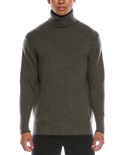 N.Peal Cashmere Green Brompton Cashmere Roll Neck Sweater for men